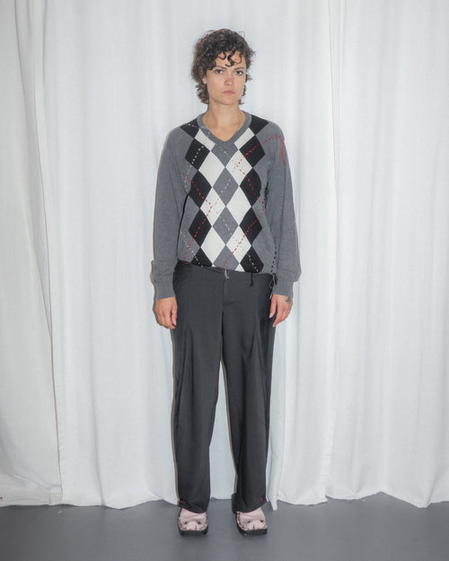 GREY ARGYLE KNIT Studio Stars