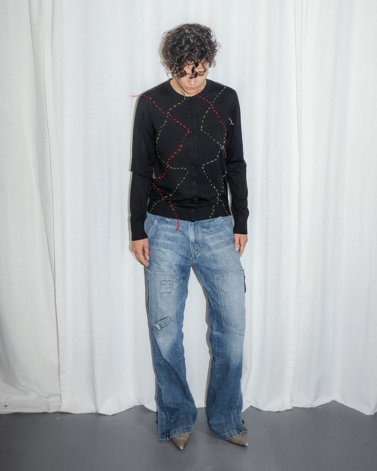 BLACK EMBROIDERY CARDIGAN Studio Stars