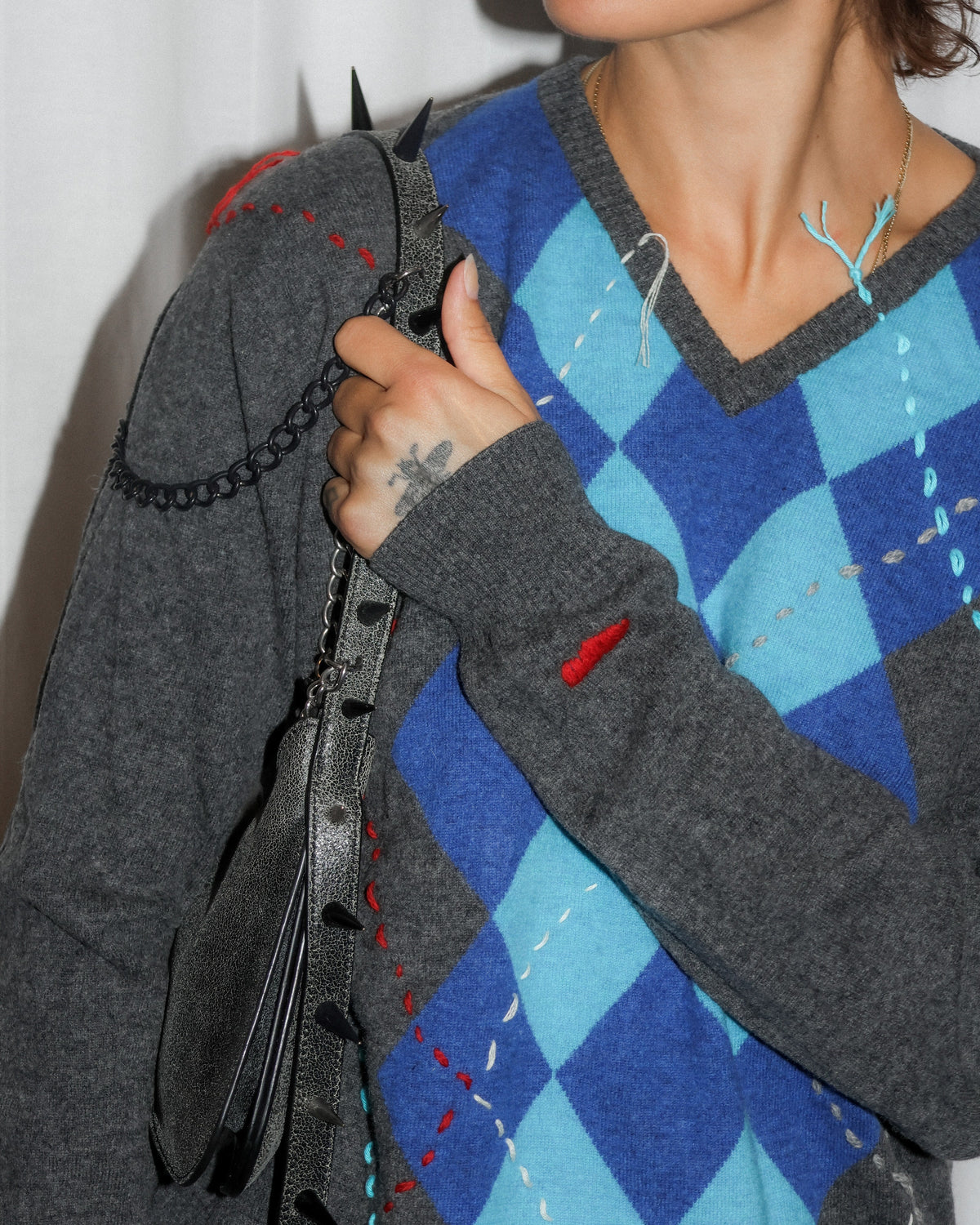 BLUE ARGYLE KNIT Re;incarnated