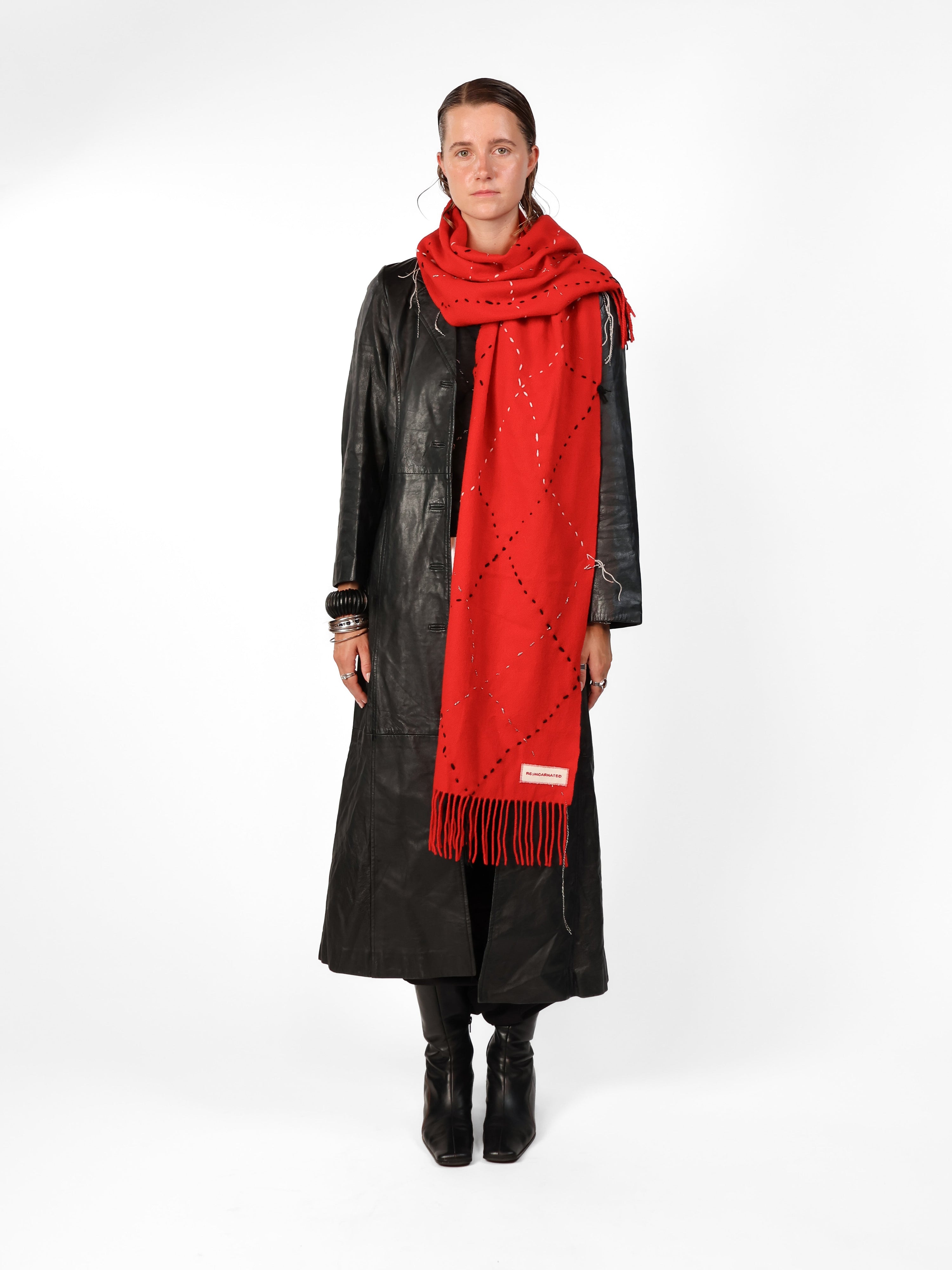 RED WIDE SCARF Studio Stars