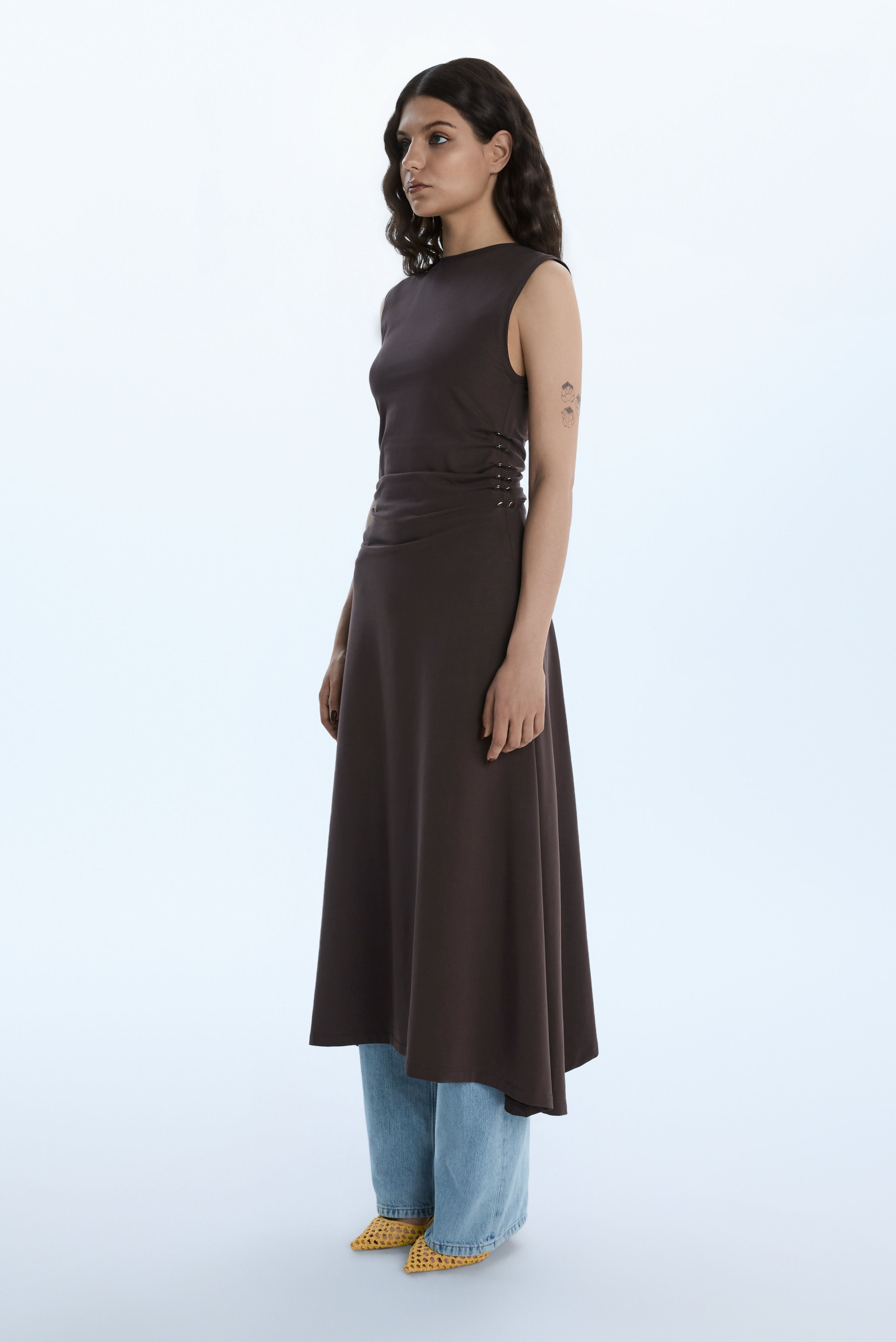STUDDED LONG DRESS / BROWN Liepa Aliukaite