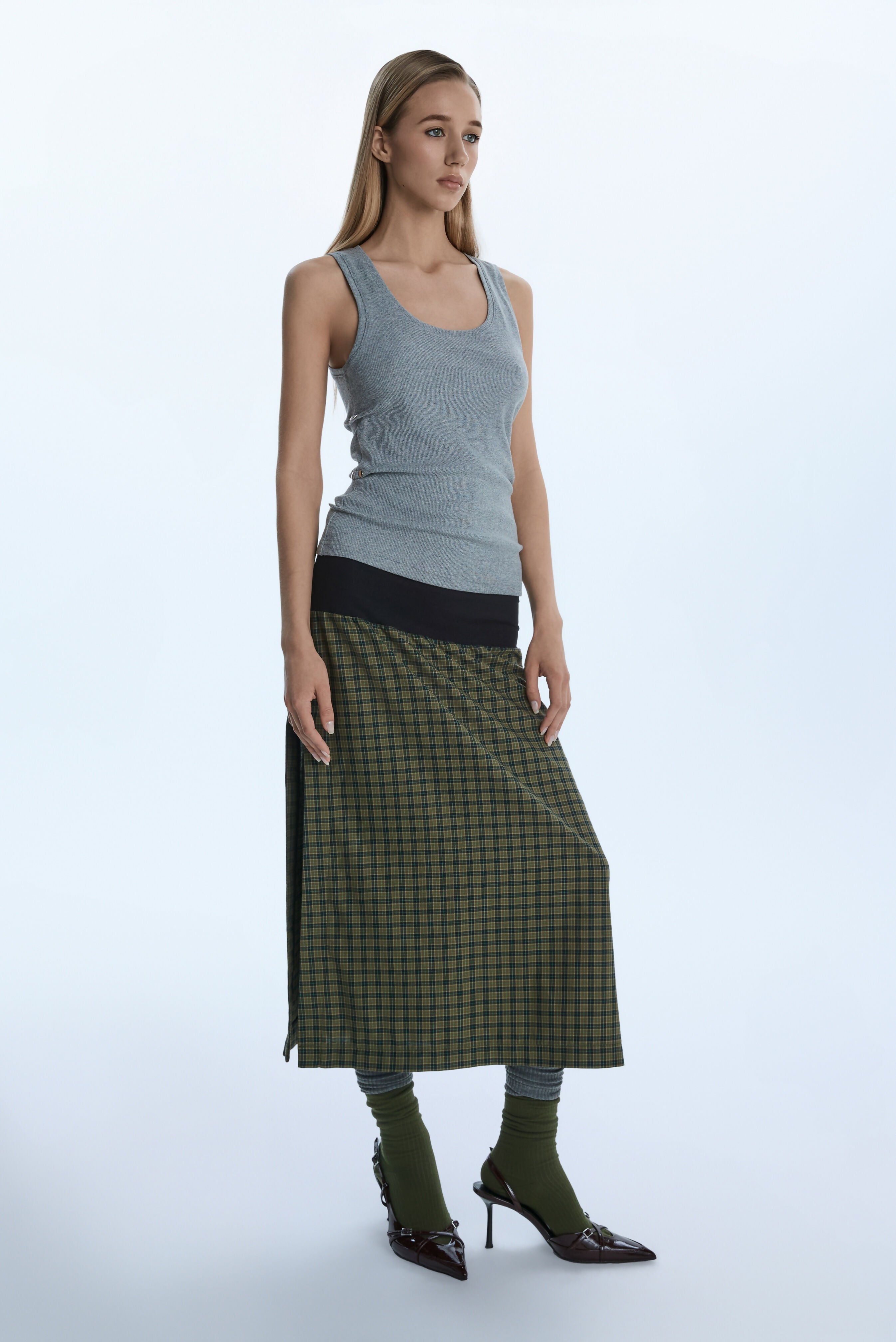 DRAPE SKIRT / GREEN Liepa Aliukaite
