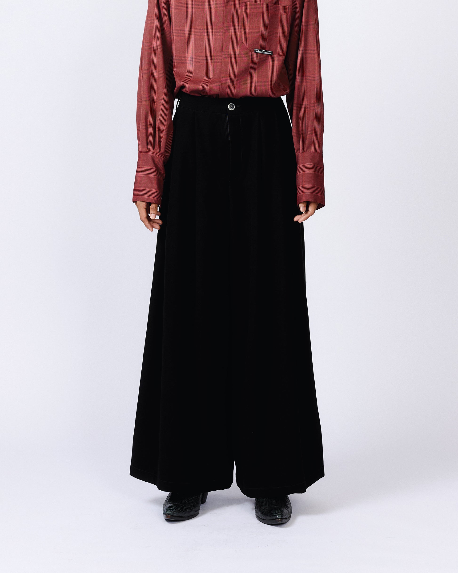 BLACK WIDE LEG SLACKS Renè