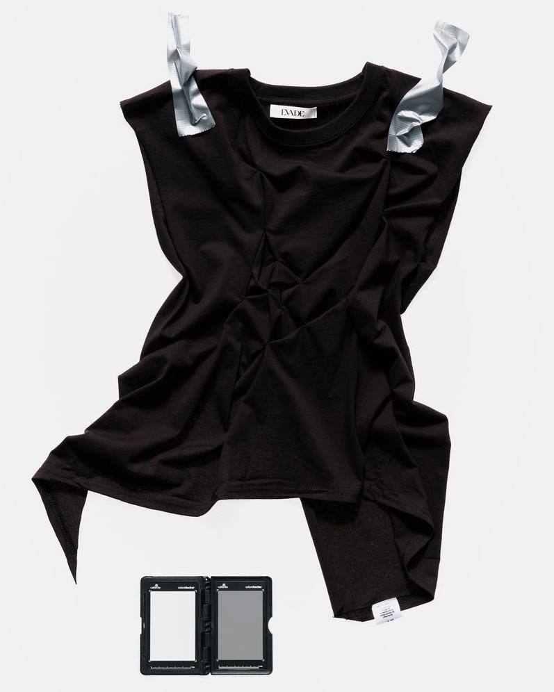 005-102 Asymmetrical Black T-shirt Evade House