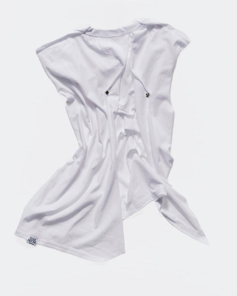 006-C-13 Asymmetrical White T-shirt Studio Stars