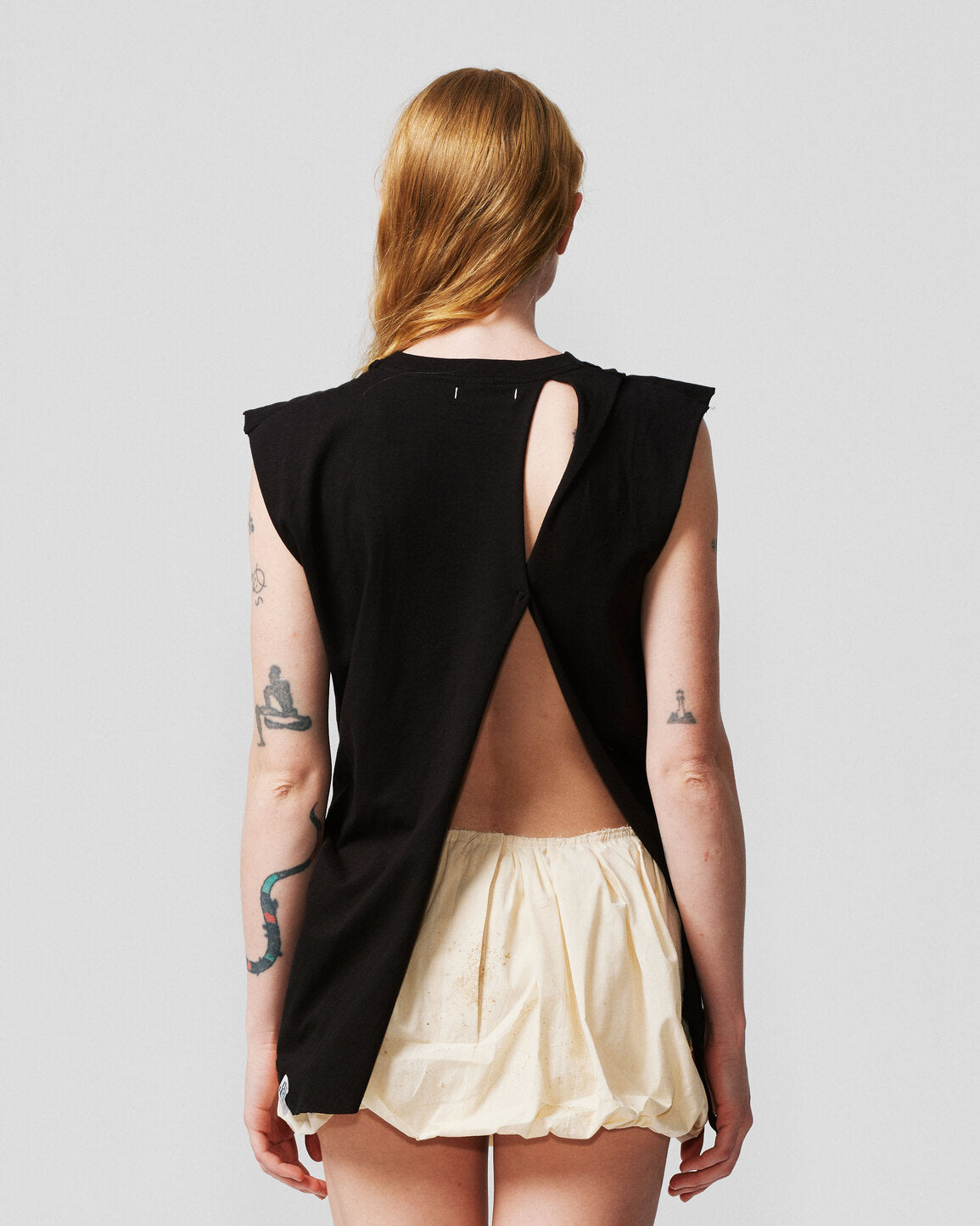 005-102 Asymmetrical Black T-shirt Evade House