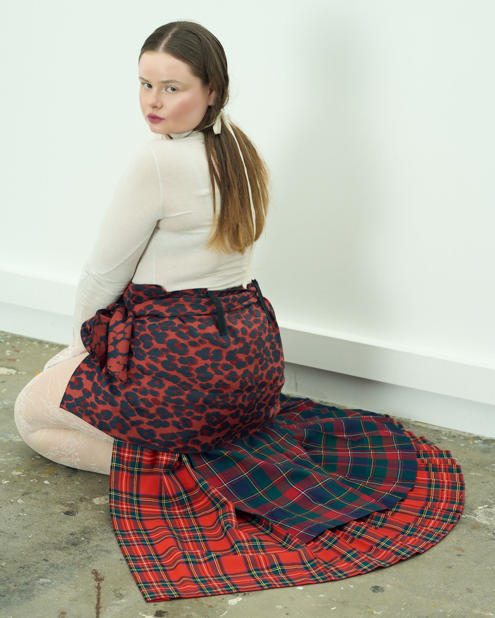 Pleated Pleated Red Skirt Maison Lili Brune