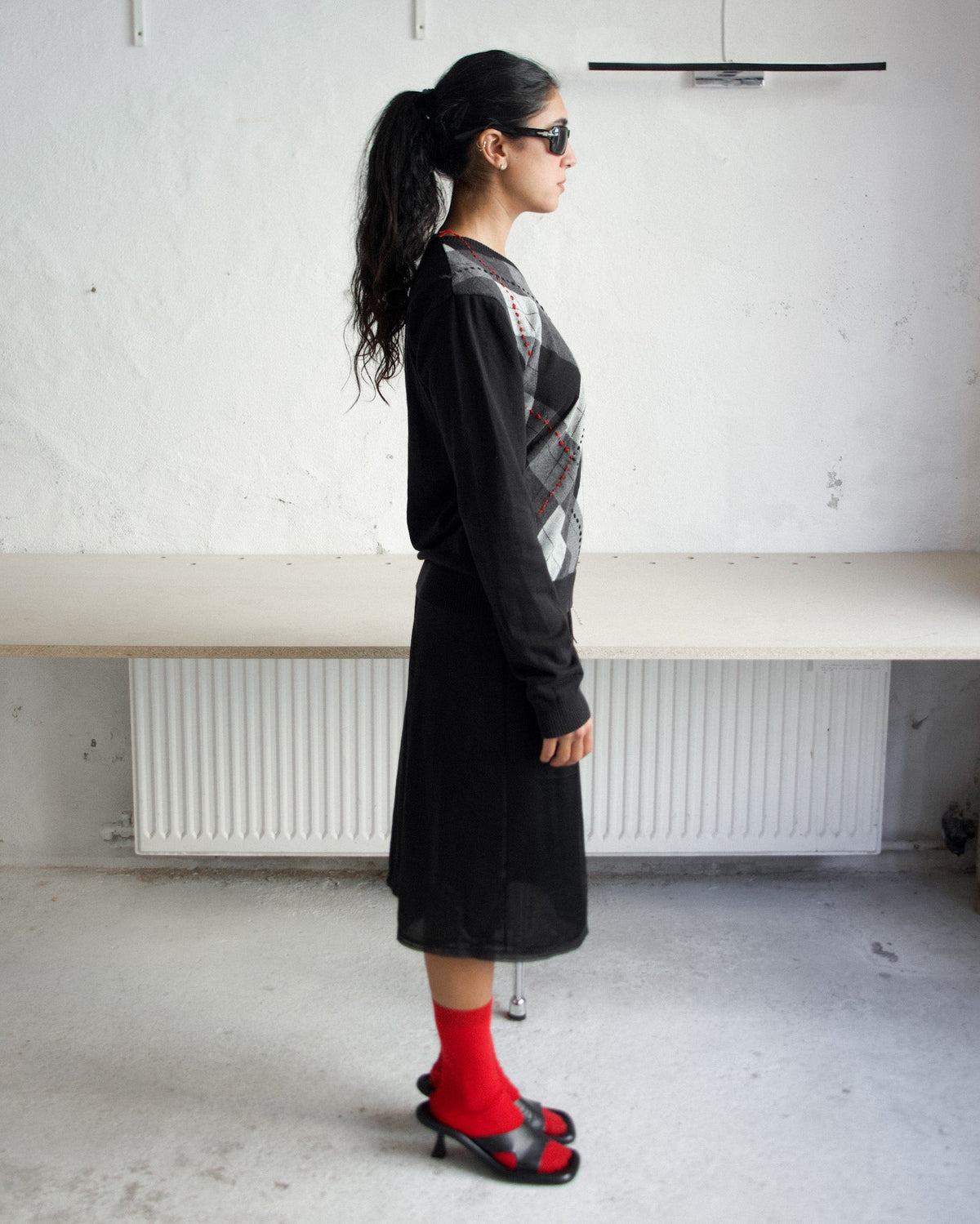 BLACK ARGYLE KNIT Studio Stars