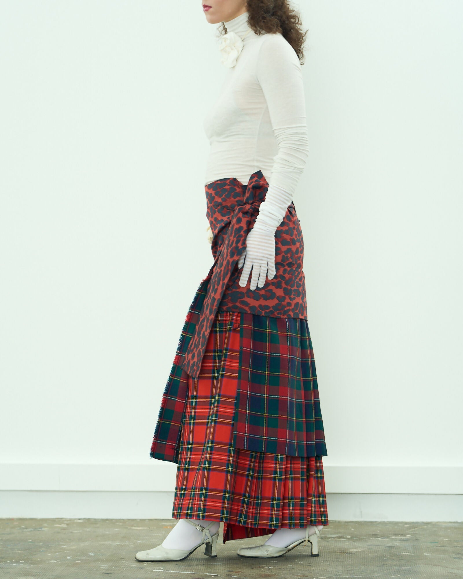 Pleated Pleated Red Skirt Maison Lili Brune