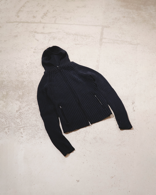 RIBBED KNIT HOODIE BLACK Studio Stars