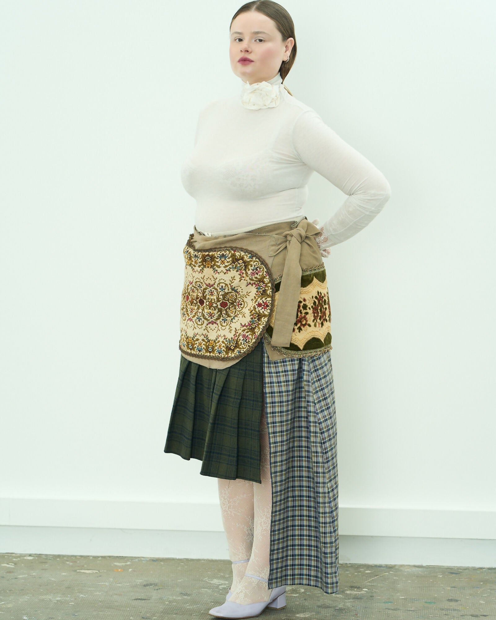 Pleated Pleated Red Skirt Maison Lili Brune