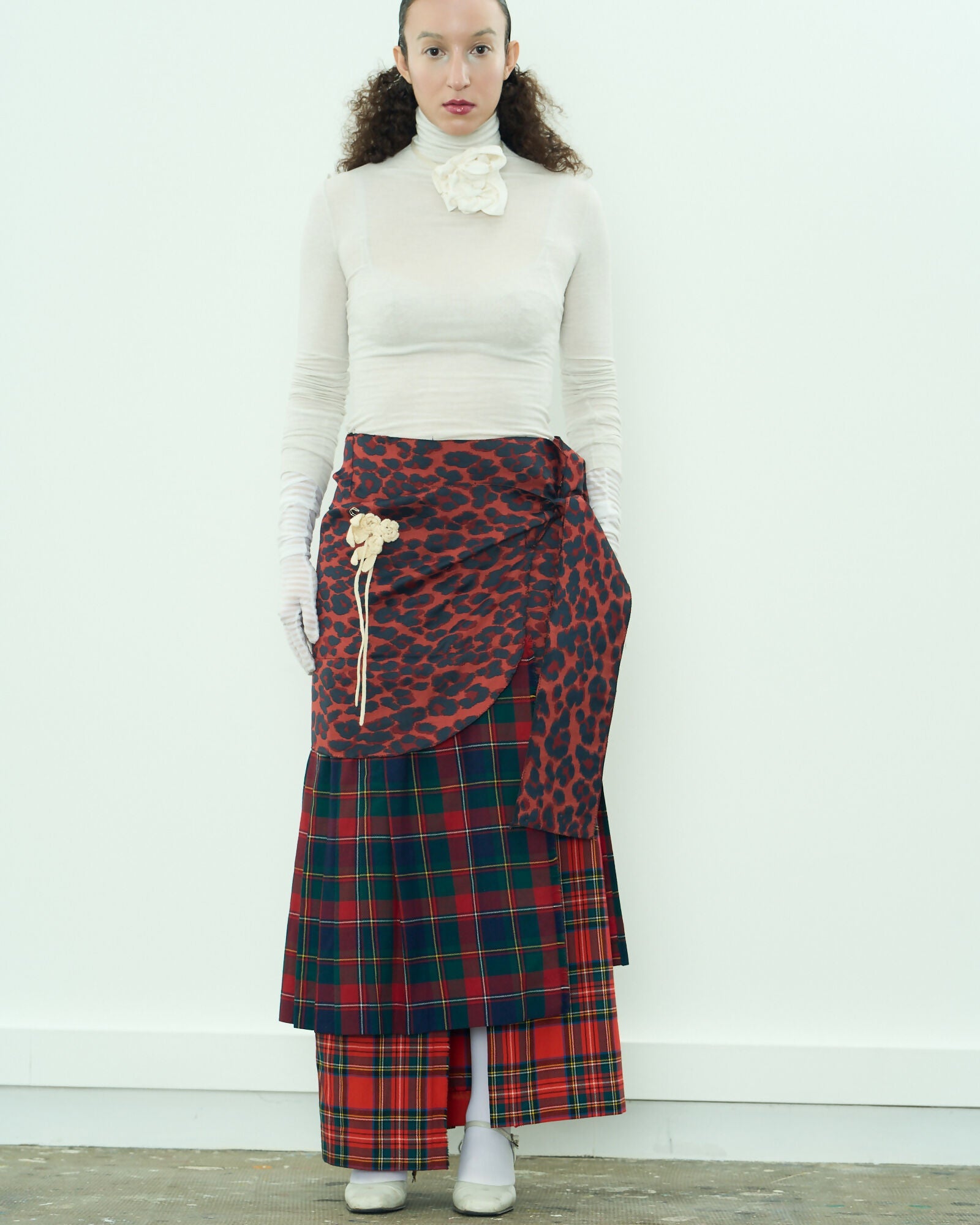 Pleated Pleated Red Skirt Maison Lili Brune