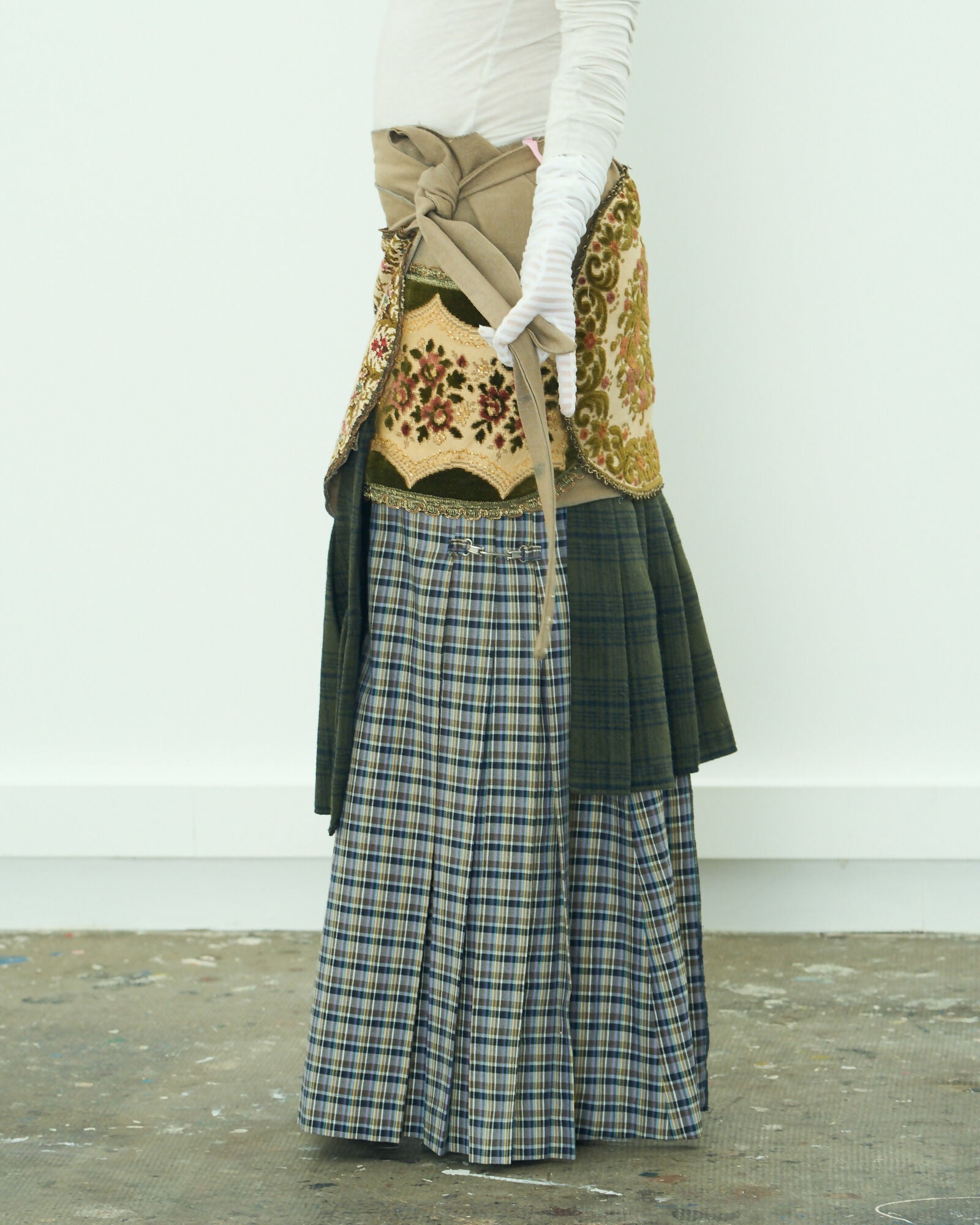 Pleated Pleated Red Skirt Maison Lili Brune