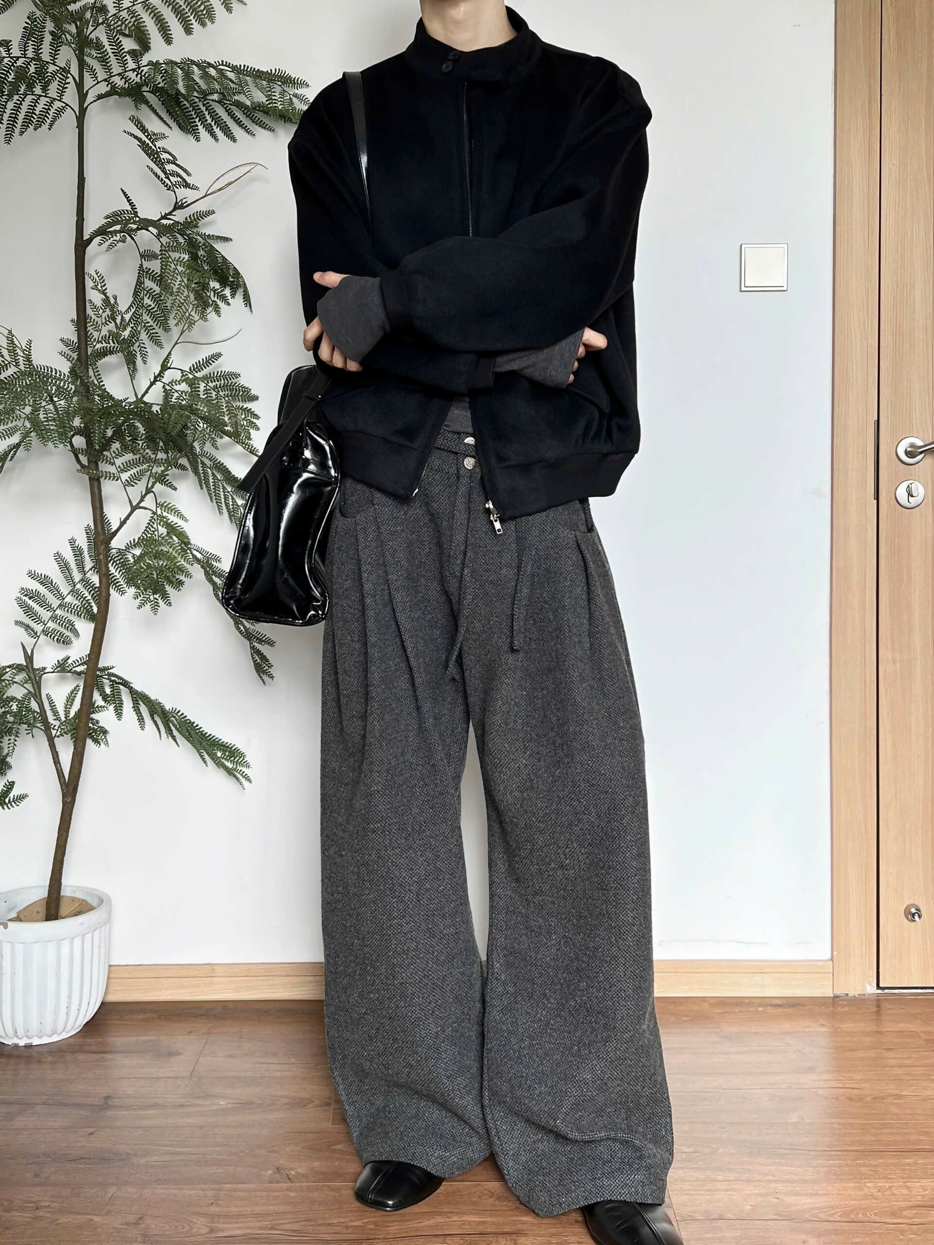 Triple Fold Wide Leg Trousers Studio Stars