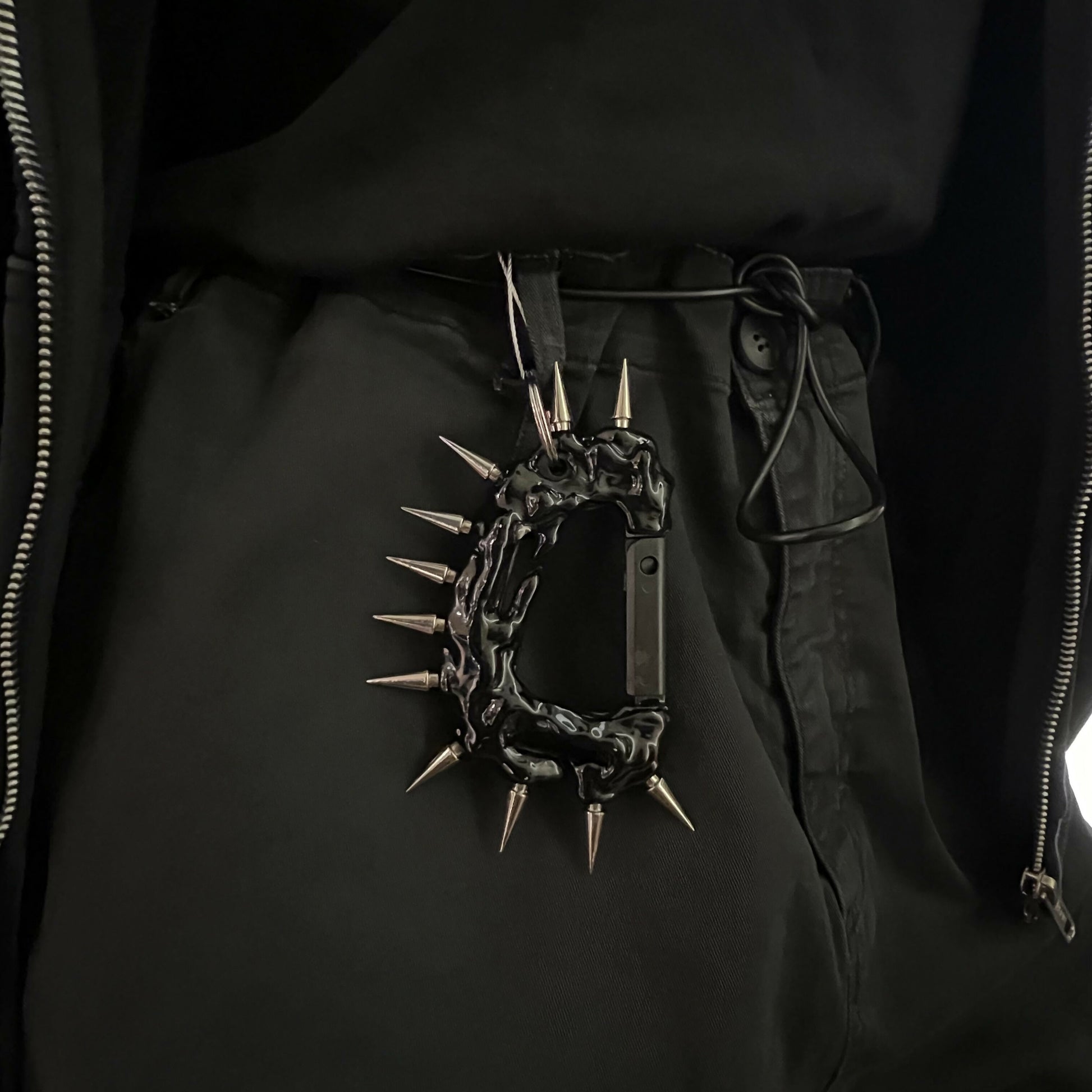 Black carabiner with spikes CASPER