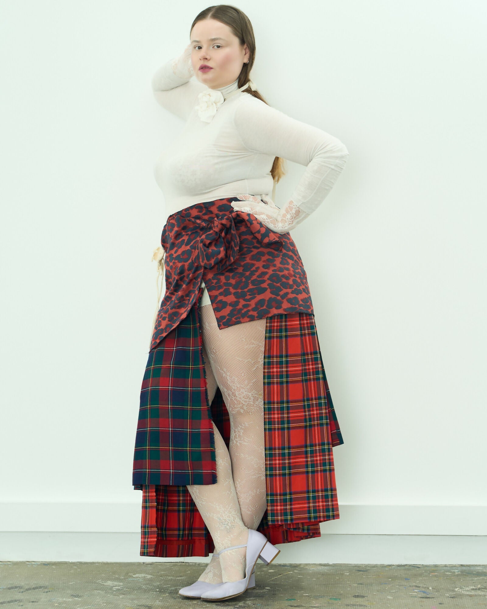 Pleated Pleated Red Skirt Maison Lili Brune