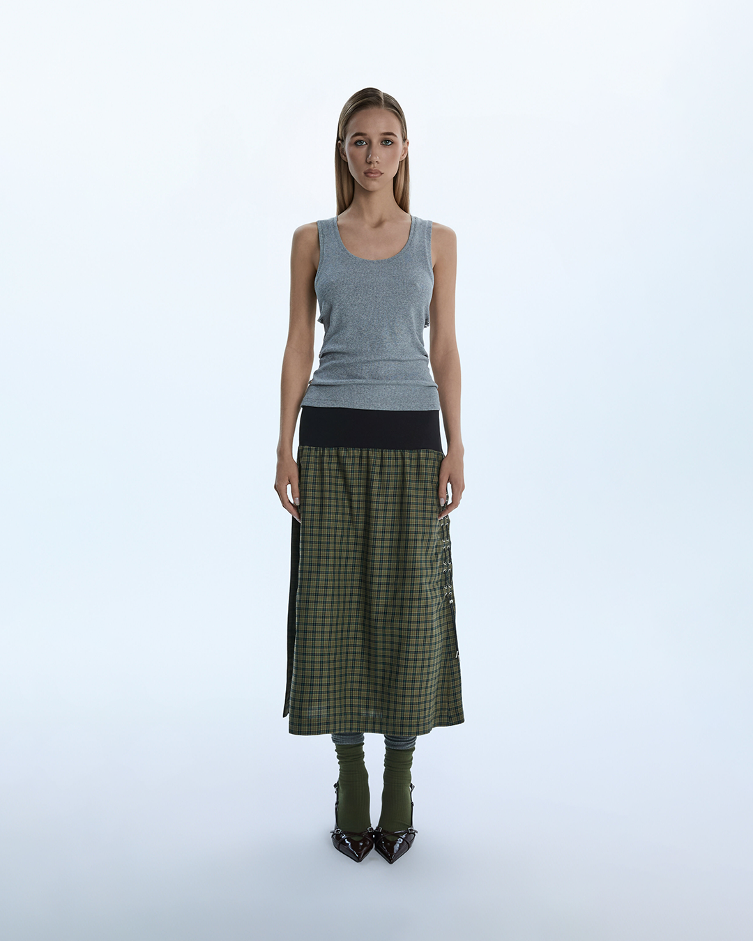 DRAPE SKIRT / GREEN Liepa Aliukaite