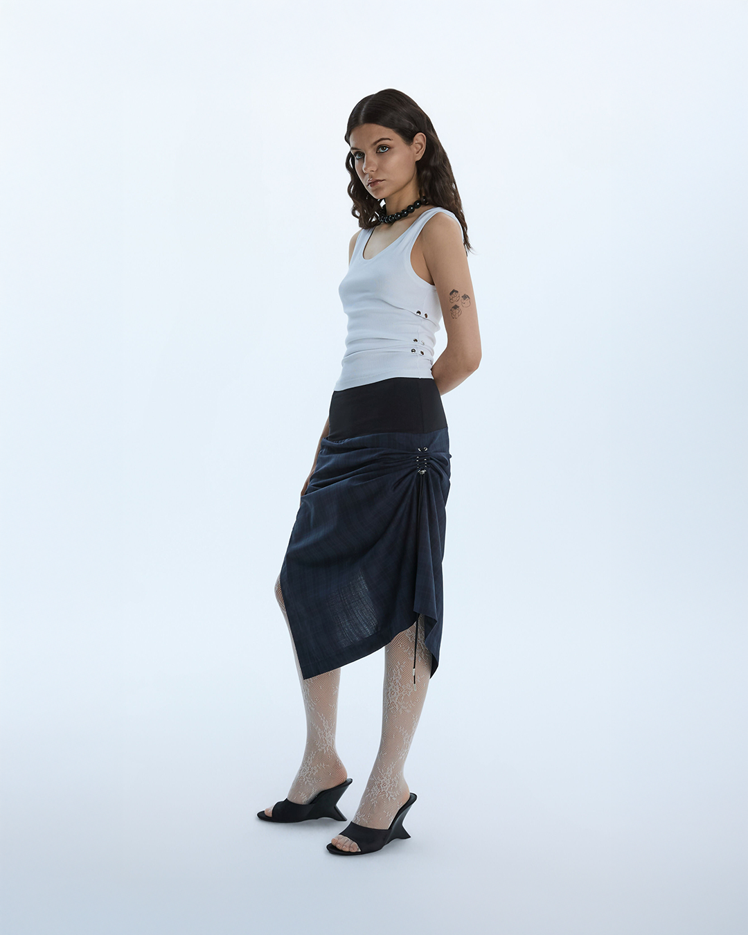 DRAPE SKIRT / NAVY Liepa Aliukaite