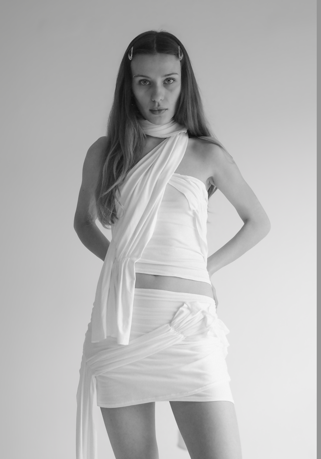 Draped top with scarf Mautou