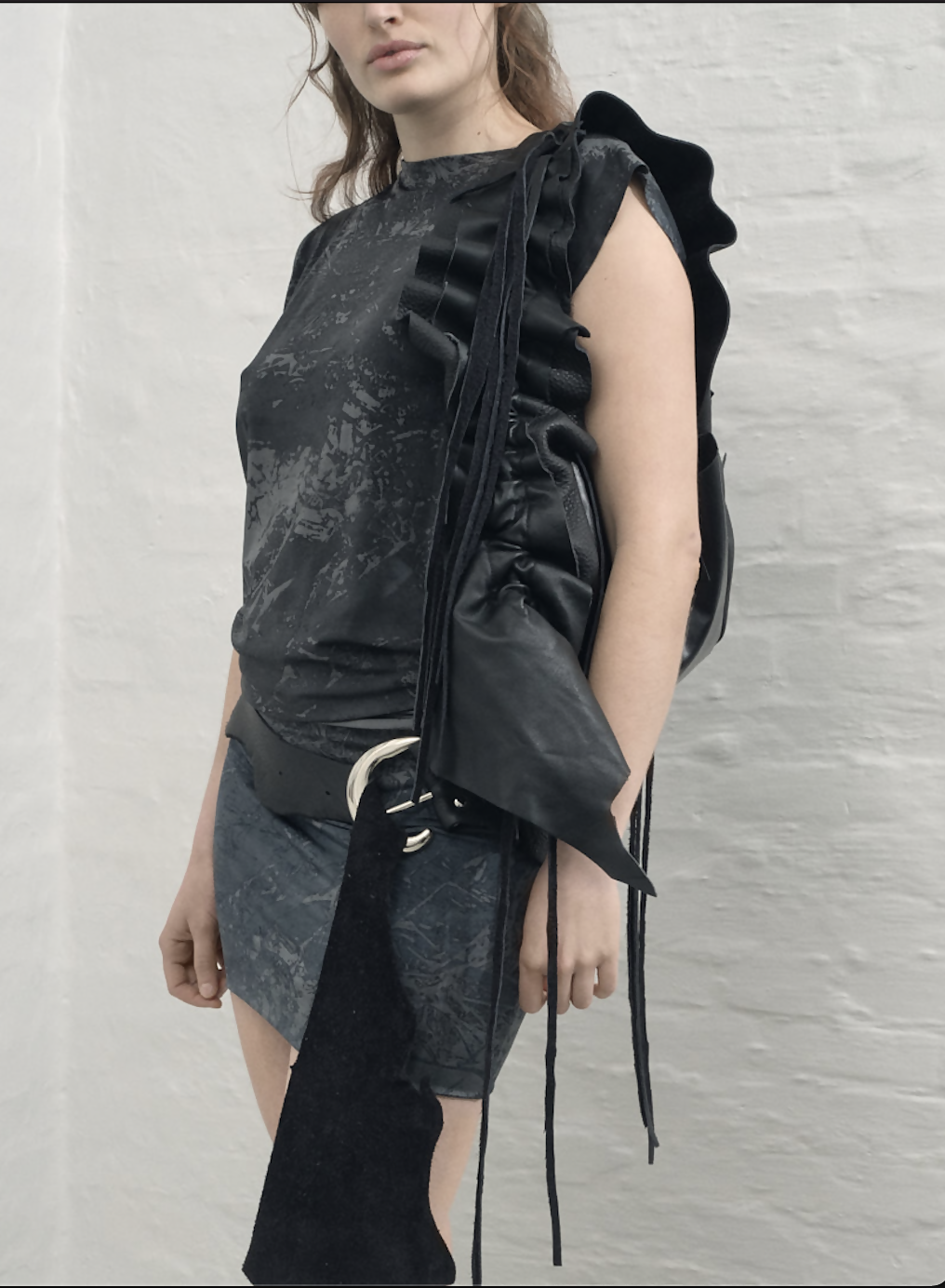 ruched raw leather handbag Studio Stars
