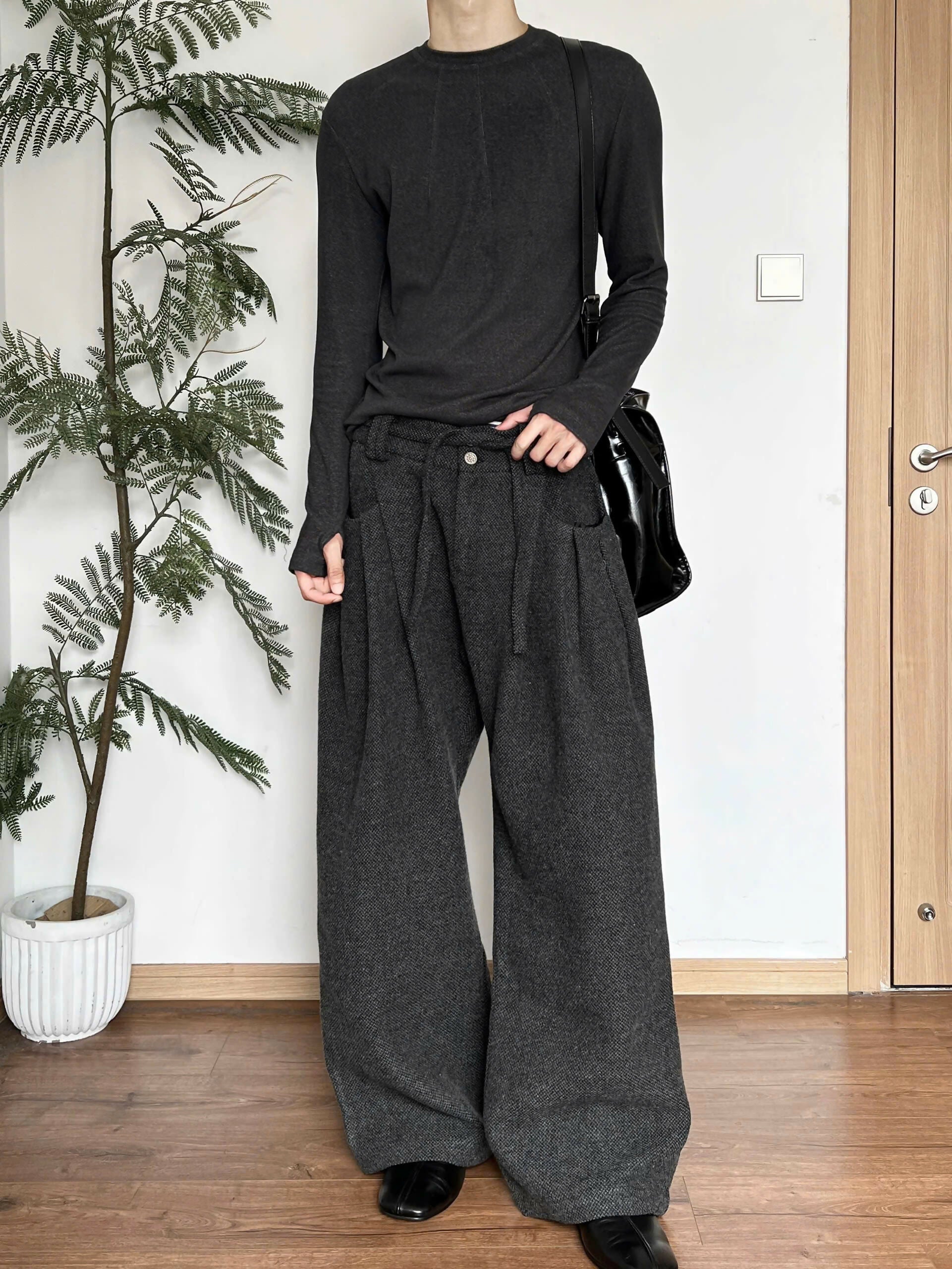 Triple Fold Wide Leg Trousers Studio Stars